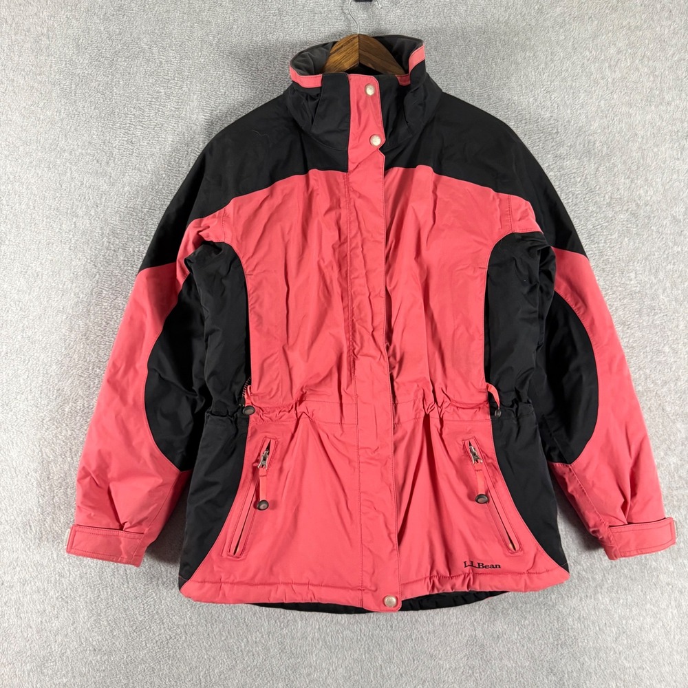 LL Bean Womens Small Pink Black Colorblock Insulated Winter Jacket 0 PH15 - Picture 2 of 13